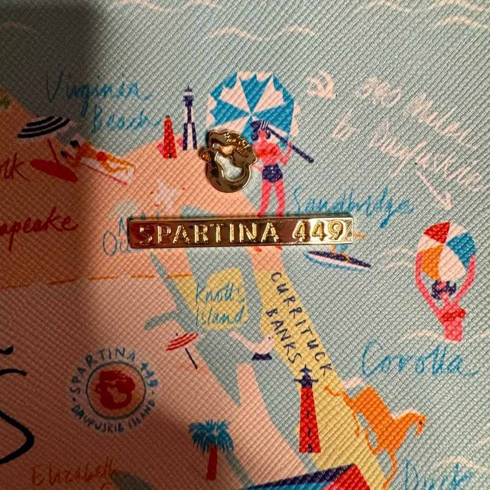 Spartina 449 Outer Banks Map Clutch - Blue and Tan - Picture 5 of 12